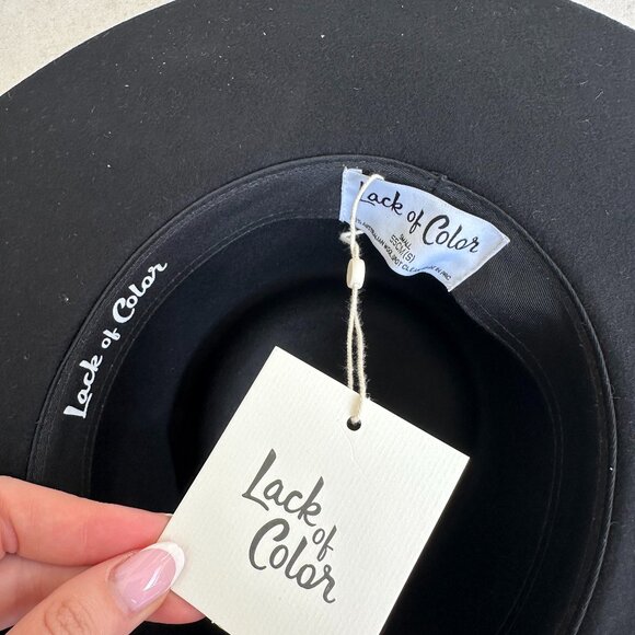 NWT Lack Of Color Phoenix Fedora Hat Sz Small Black Wool Ribbon Hat Band - Picture 3 of 10